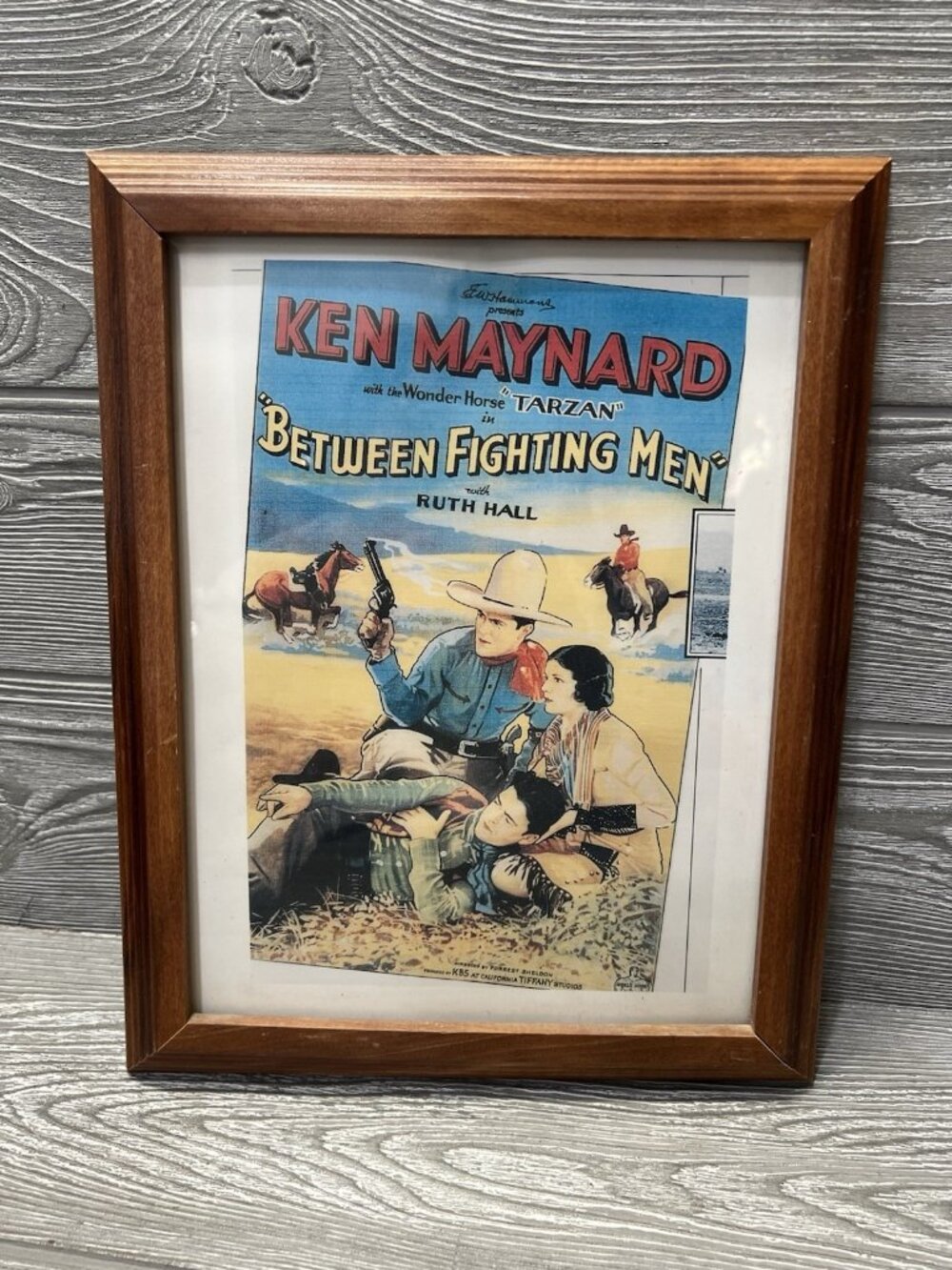 Framed Ken Maynard Cowboy Movie Reprint Western Art Reproduction  Wooden Frame